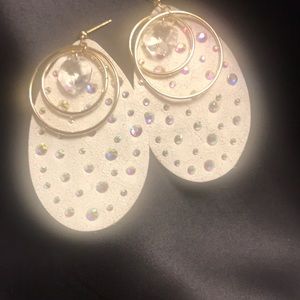 love, Savvy Handcrafted Leather Rhinestone Earrings